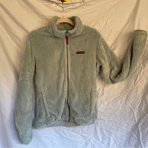 Columbia fuzzy fleece zip up in powder blue